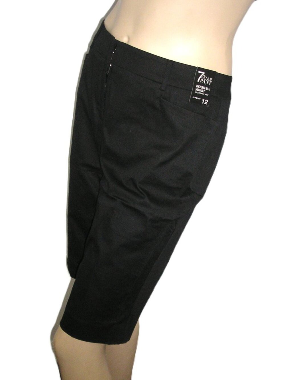 New York & Co. 7th Ave Black Stretch Bermuda Shorts, Size 12 NEW NWT